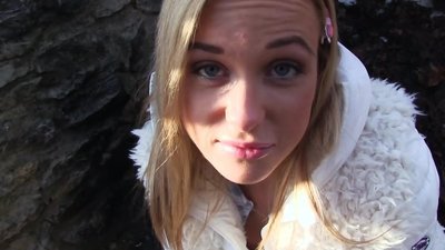 Pickup artist with a camera knows how to make a girl forget about business and give him a blowjob in the fresh air. Cristal Caitlin is in a hurry