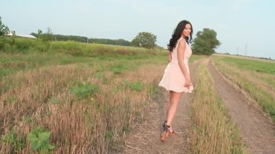 The breathtaking looking lady is out in nature with her partner. He is following her around with his camera and would like to receive his cock sucked.