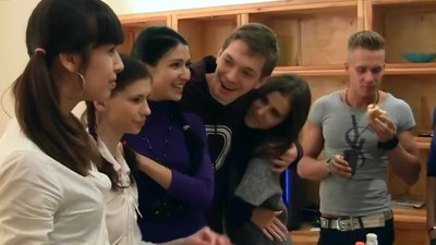 Russian man with a camera is strongly dependent on boobs and can't lose his chance to touch some marangos in the washroom at the party. So he follows