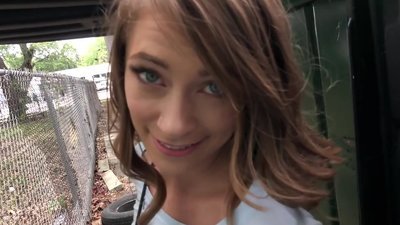 Guy with camera brings voluptuous teen in secluded place where in exchange for money that babe strokes and sucks his penis. Stakes become higher and
